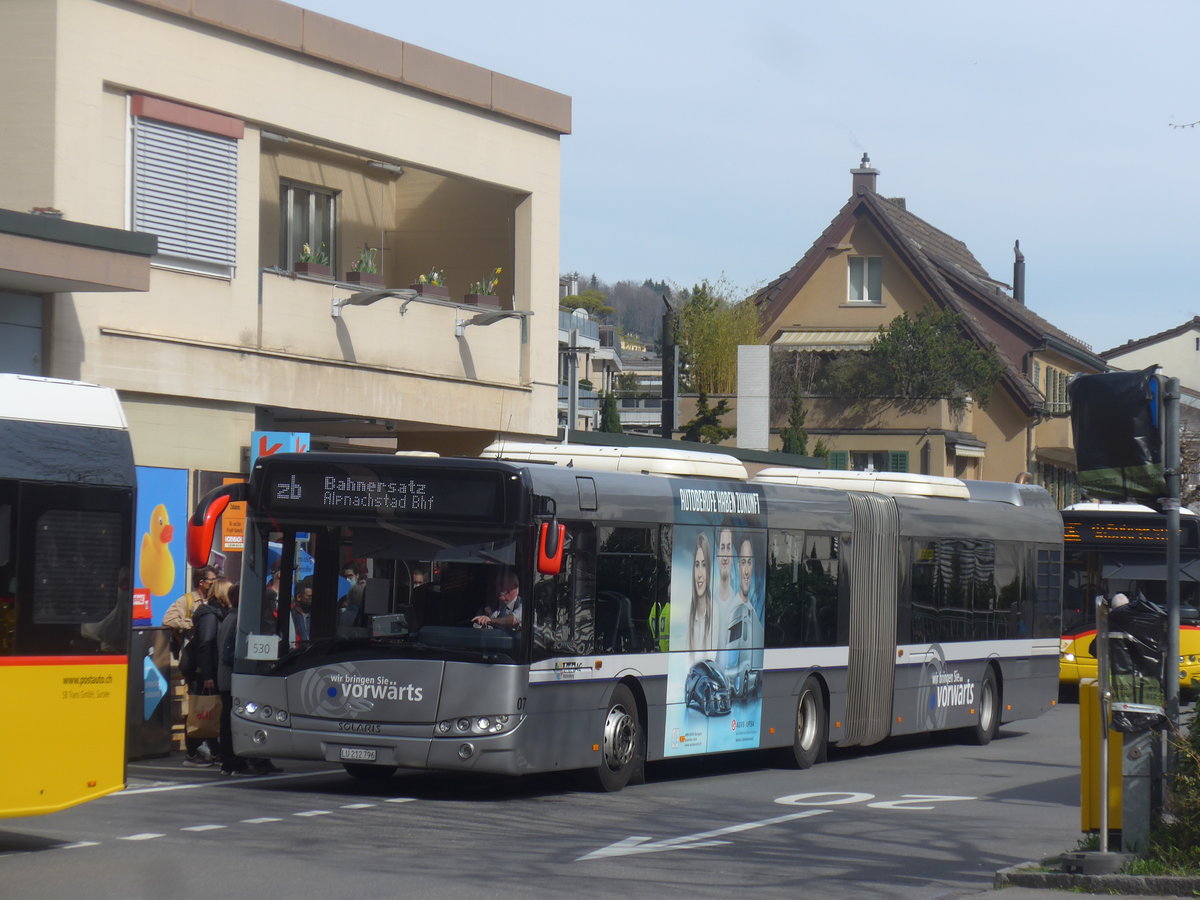 (224'802) - AAGR Rothenburg - Nr. 7/LU 212'796 - Solaris am 5. April 2021 beim Bahnhof Hergiswil