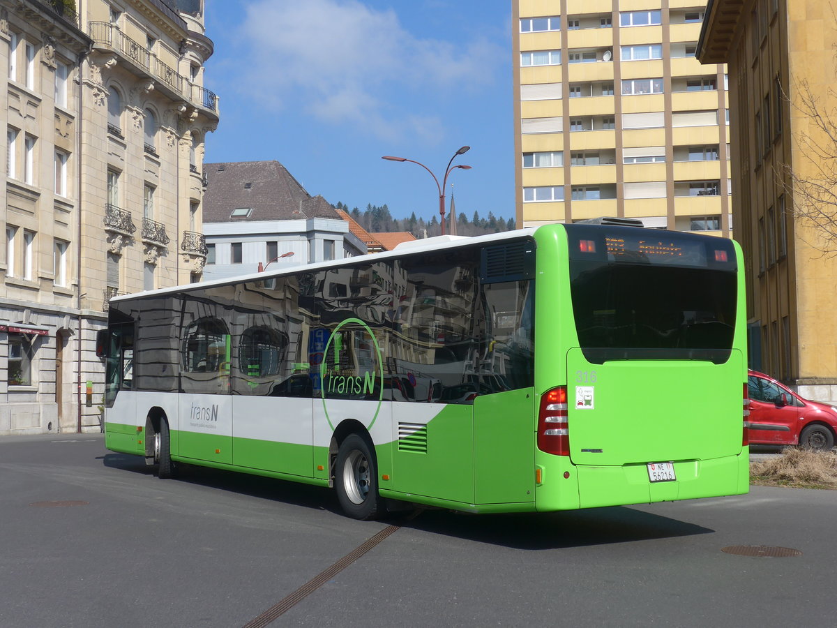 (225'021) - transN, La Chaux-de-Fonds - Nr. 316/NE 56'216 - Mercedes (ex TRN La Chaux-de-Fonds Nr. 316) am 17. April 2021 beim Bahnhof La Chaux-de-Fonds