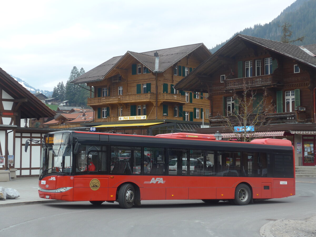 (225'266) - AFA Adelboden - Nr. 91/BE 26'704 - Solaris am 27. April 2021 beim Bahnhof Zweisimmen