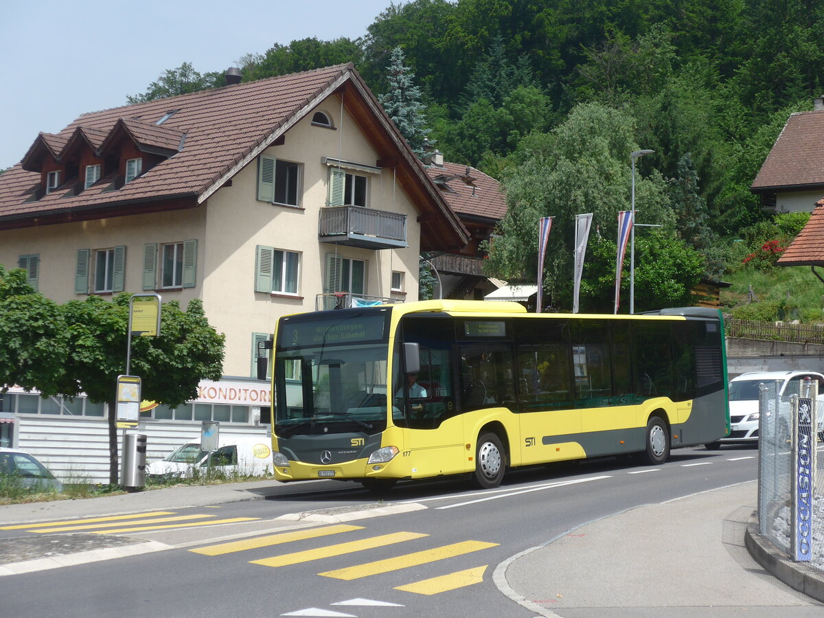 (225'959) - STI Thun - Nr. 177/BE 752'177 - Mercedes am 19. Juni 2021 beim Bahnhof Heimberg