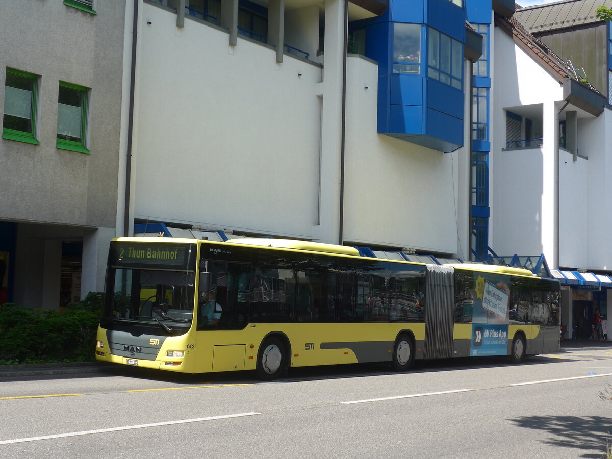 (225'986) - STI Thun - Nr. 142/BE 801'142 - MAN am 23. Juni 2021 in Thun, Postbrcke