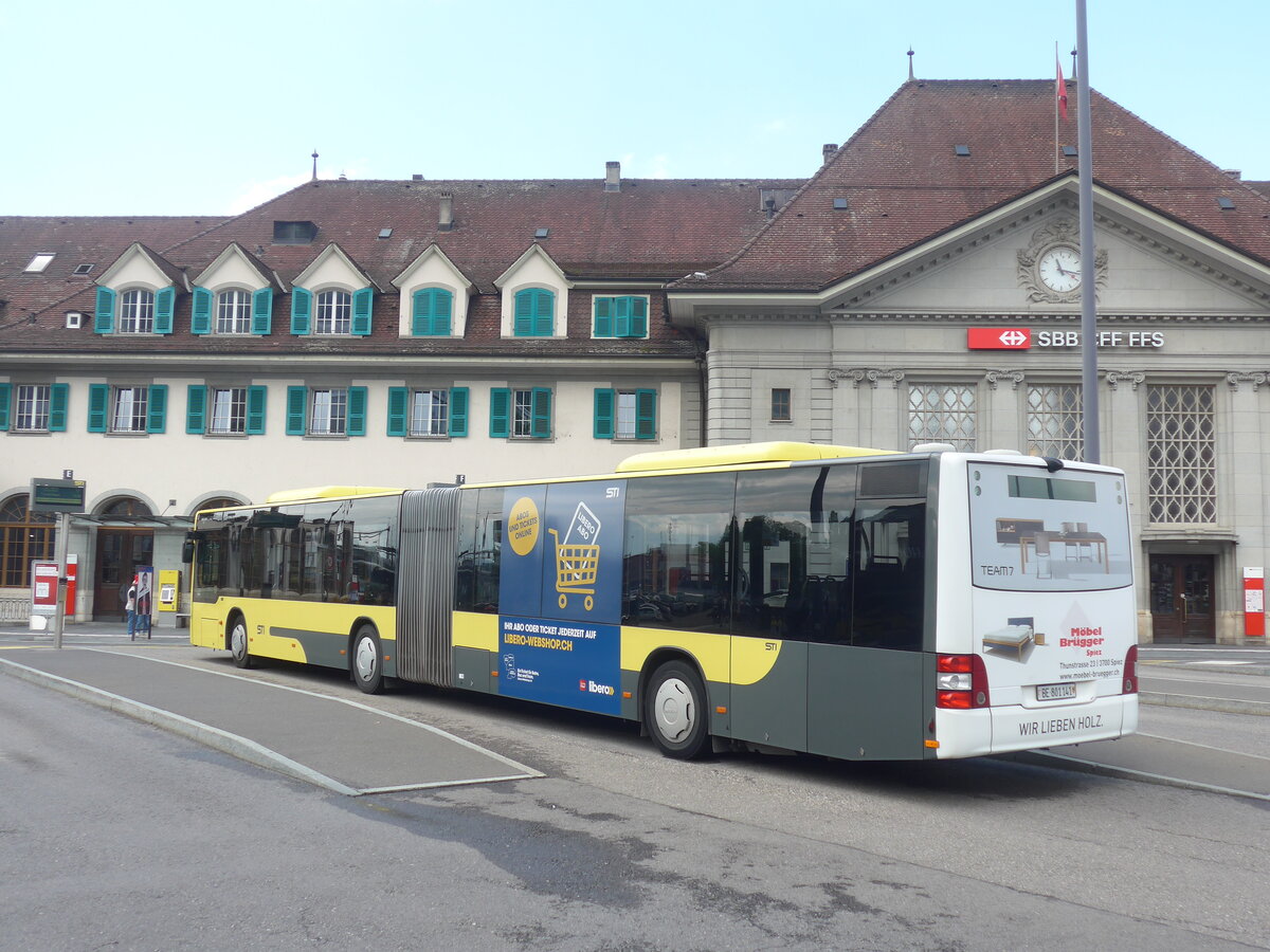 (226'569) - STI Thun - Nr. 141/BE 801'141 - MAN am 18. Juli 2021 beim Bahnhof Thun