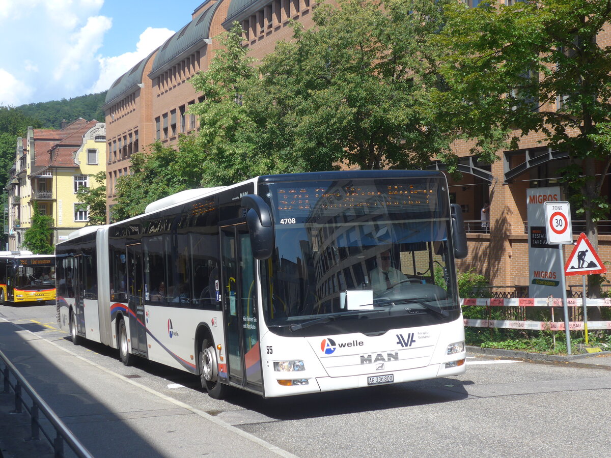 (226'607) - Steffen, Remetschwil - Nr. 55/AG 336'800 - MAN am 19. Juli 2021 beim Bahnhof Baden