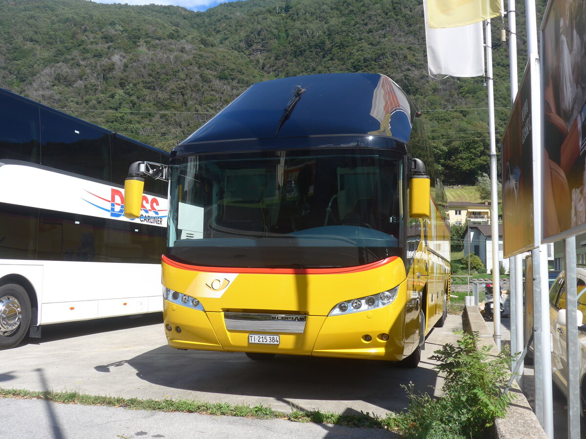 (227'703) - AutoPostale Ticino - TI 215'384 - Neoplan am 30. August 2021 in Rivera, Garage ATV