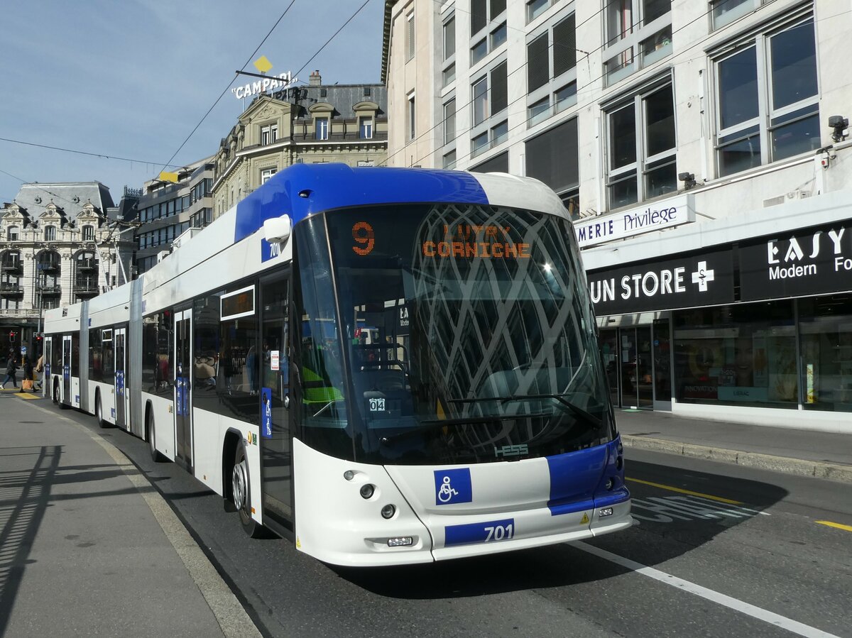 (228'891) - TL Lausanne - Nr. 701 - Hess/Hess Doppelgelenktrolleybus am 11. Oktober 2021 in Lausanne, Bel-Air