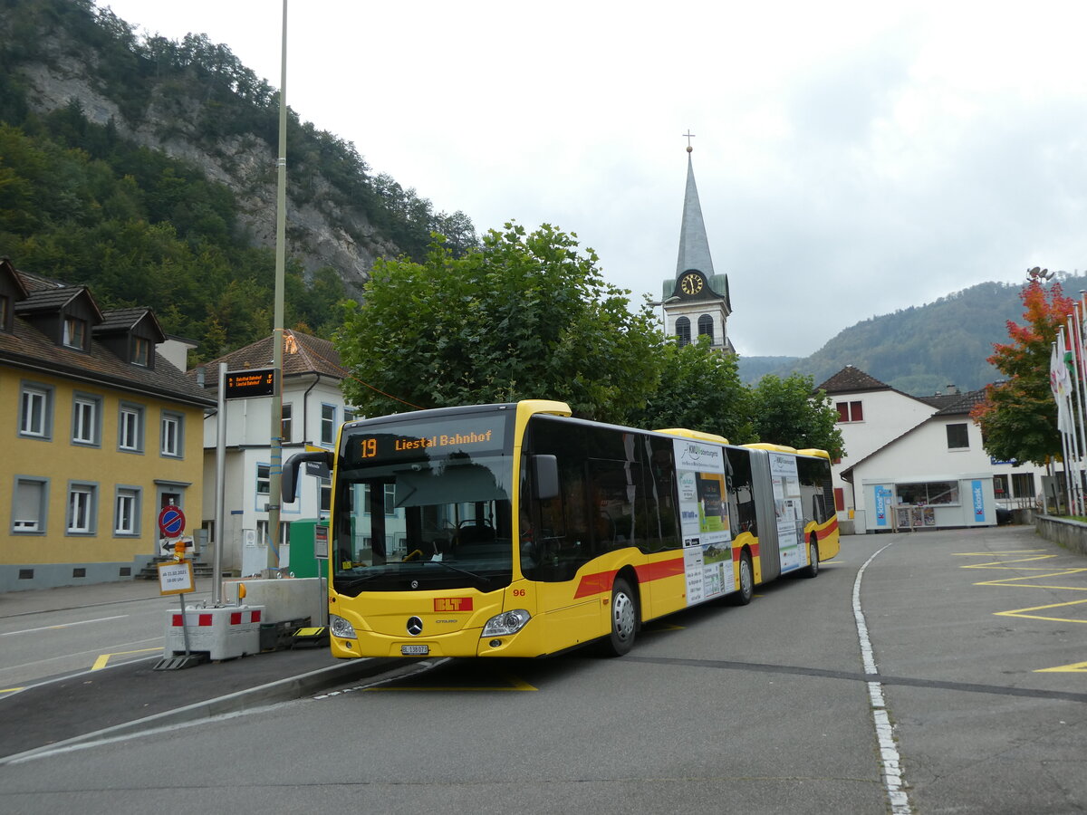 (228'962) - BLT Oberwil - Nr. 96/BL 138'073 - Mercedes am 12. Oktober 2021 in Waldenburg, Station