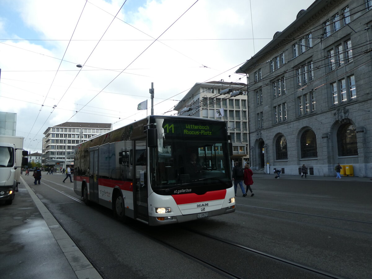 (229'062) - St. Gallerbus, St. Gallen - Nr. 270/SG 198'270 - MAN/Gppel am 13. Oktober 2021 beim Bahnhof St. Gallen