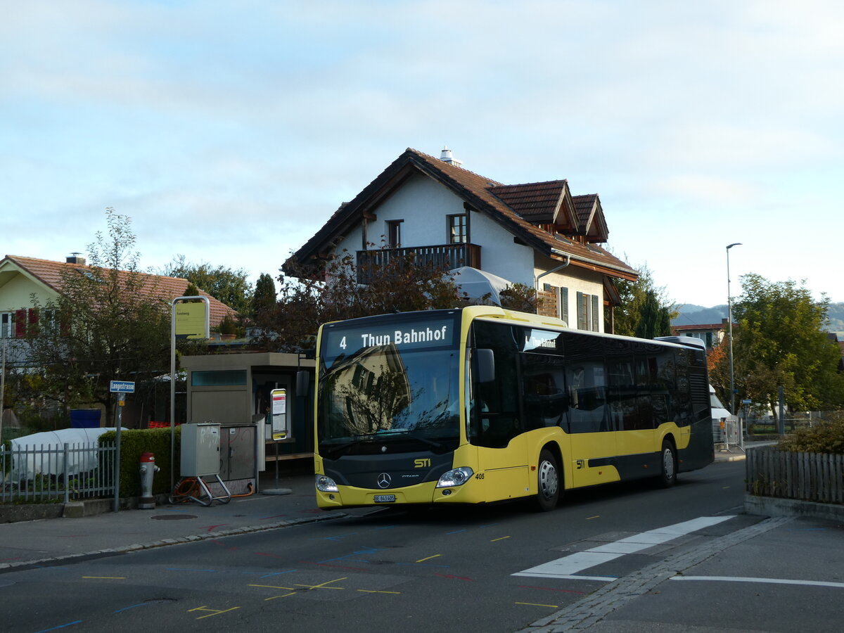 (229'377) - STI Thun - Nr. 405/BE 843'405 - Mercedes am 17. Oktober 2021 in Thun-Lerchenfeld, Forstweg