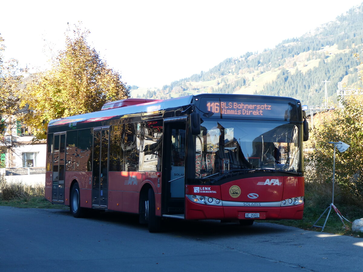 (229'878) - AFA Adelboden - Nr. 51/BE 25'802 - Solaris am 24. Oktober 2021 beim Bahnhof Zweisimmen