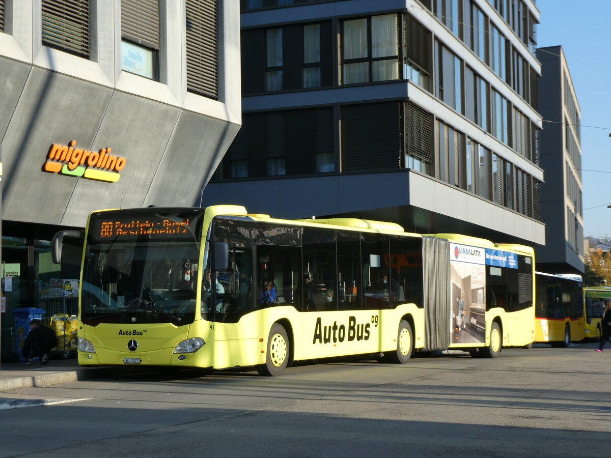 (230'281) - AAGL Liestal - Nr. 91/BL 7421 - Mercedes am 9. November 2021 beim Bahnhof Liestal