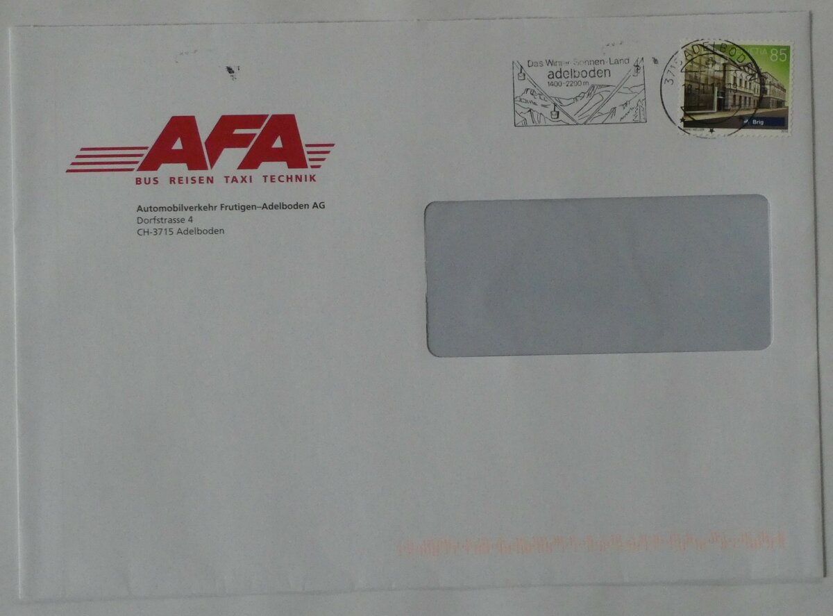 (231'778) - AFA-Briefumschlag vom 18. Januar 2017 am 3. Januar 2022 in Thun