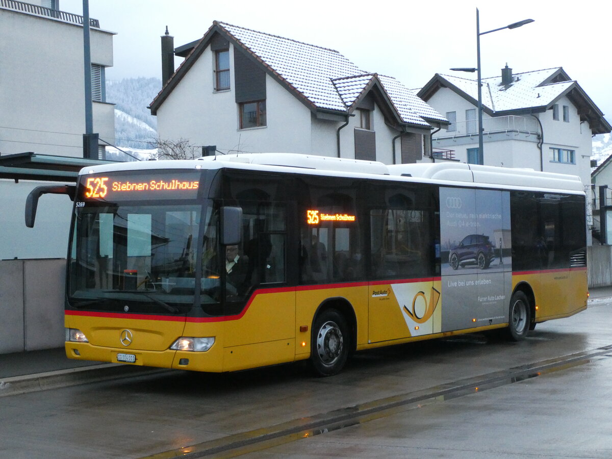 (231'996) - PostAuto Ostschweiz - SG 304'011 - Mercedes (ex TG 158'012) am 10. Januar 2022 beim Bahnhof Siebnen-Wangen