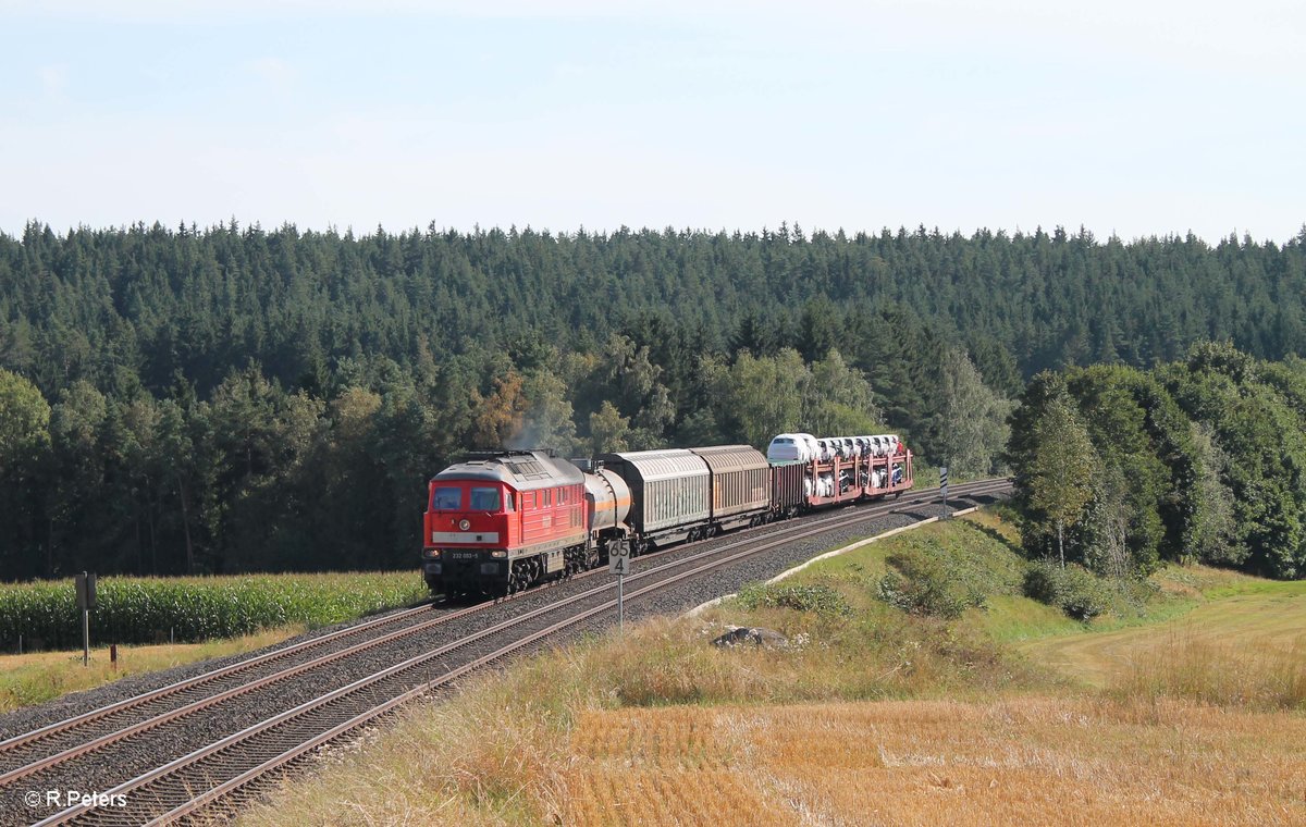 232 093 zieht den 51717 NNR - LLE Frankenwald Umleiter bei Neudes. 28.08.16