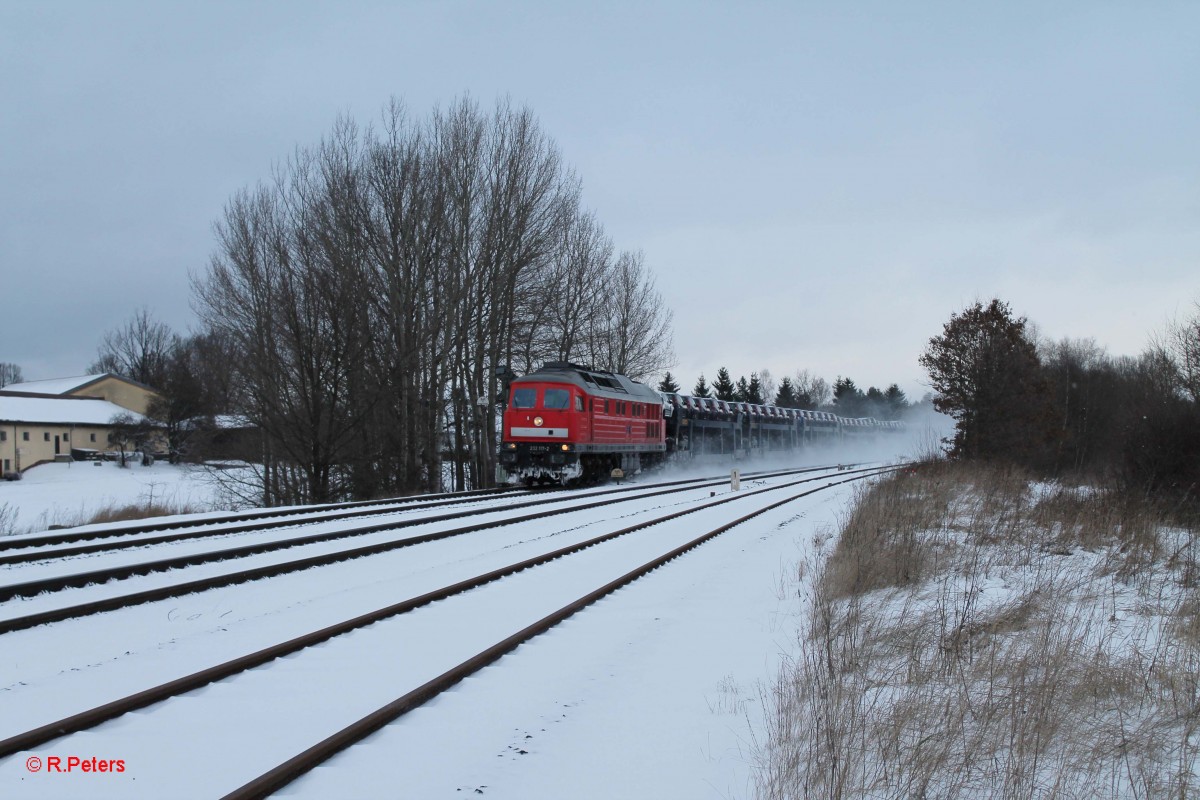 232 117 mit dem arg verspäteten 49996 XTKI nach XFGE / XBZ bei Schönfeld. 07.12.13