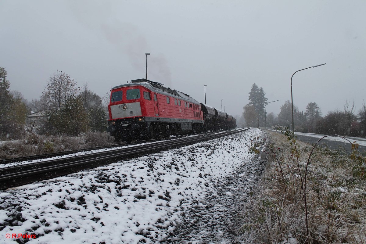 232 201-4 rangiert in Pechbrunn mit dem Schotterzug 62720. 11.11.16