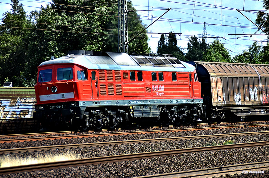 232 230-3 schnellte mit einen güterzug durch hh-harburg,18.07.15