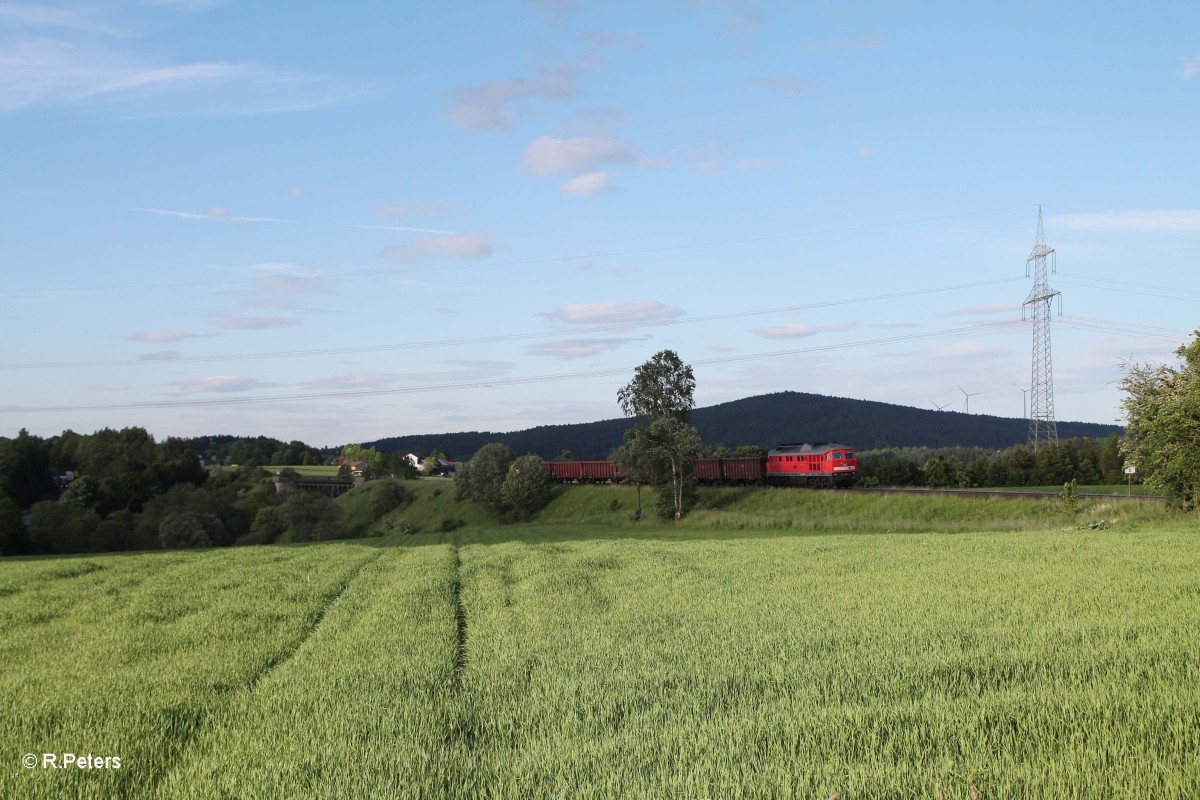 232 388 mit dem sehr kurzen 45366 kurz hinter dem Seußener Viadukt. 02.06.15