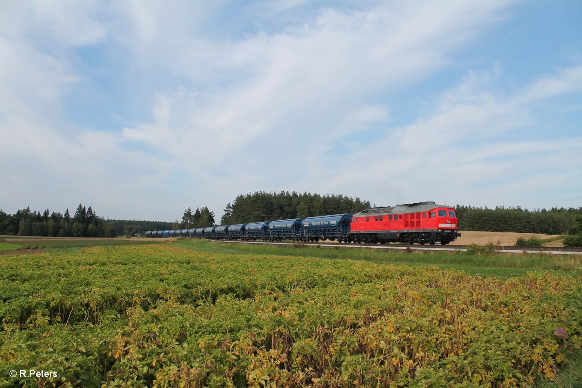 232 428 zieht bei Marktleuthen den 62525 Getreidezug aus Leuna nach Regensburg Ost. 15.08.16