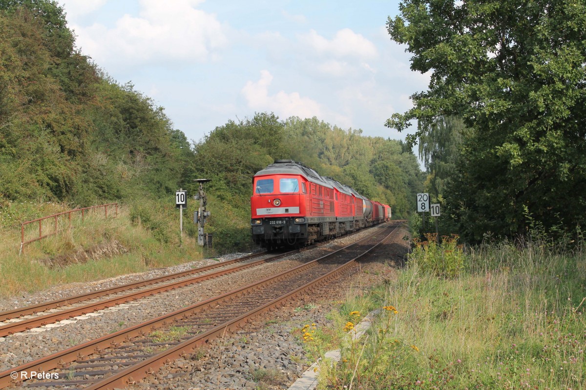 232 618 + 232/233 + 232 252 und den Frankenwald Umleiter 51750 kurz vor Reuth bei Erbendorf. 05.09.14