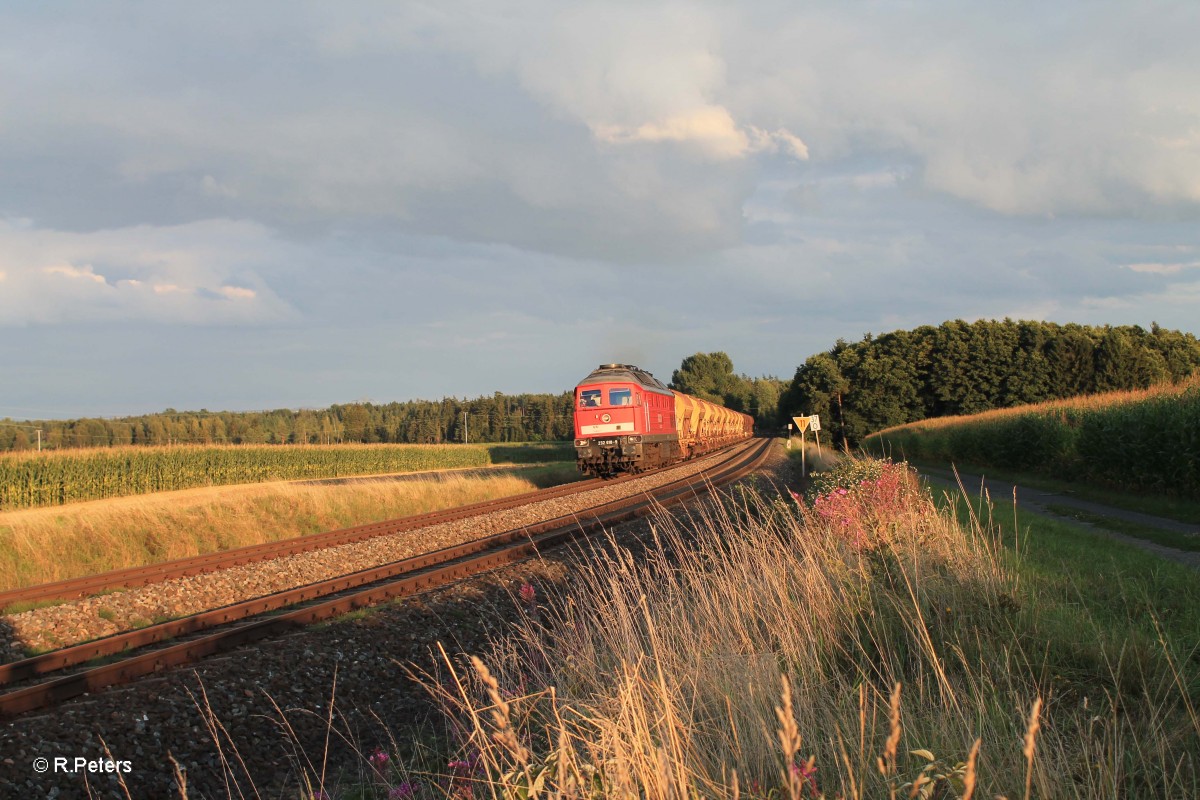 232 618-9 mit leer Schotterzug bei Oberteich. 19.08.14