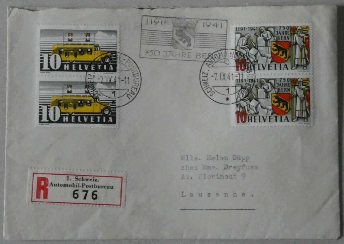 (232'488) - PTT-Briefumschlag vom 7. September 1941 am 30. Januar 2022 in Thun