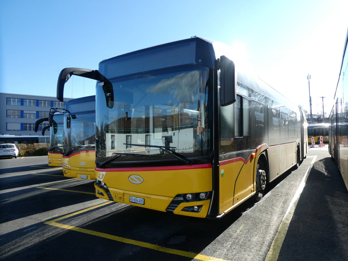 (232'524) - CarPostal Ouest - VD 604'405 - Solaris am 30. Januar 2022 in Yverdon, Garage