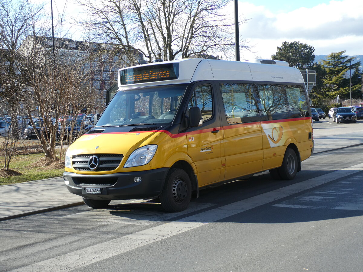 (232'543) - CarPostal Ouest - VD 496'856 - Mercedes (ex PostAuto Nordschweiz; ex Vgelin, Langenbruck) am 30. Januar 2022 beim Bahnhof Yverdon