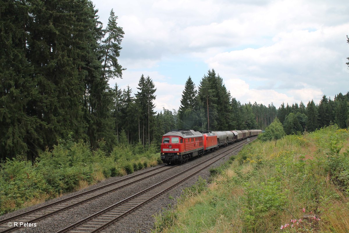 233 112-2 + 145 039-4 mit dem 51722 Nürnberg - Leipzig Engelsdorf kurz vor Pechbrunn. 28.07.17