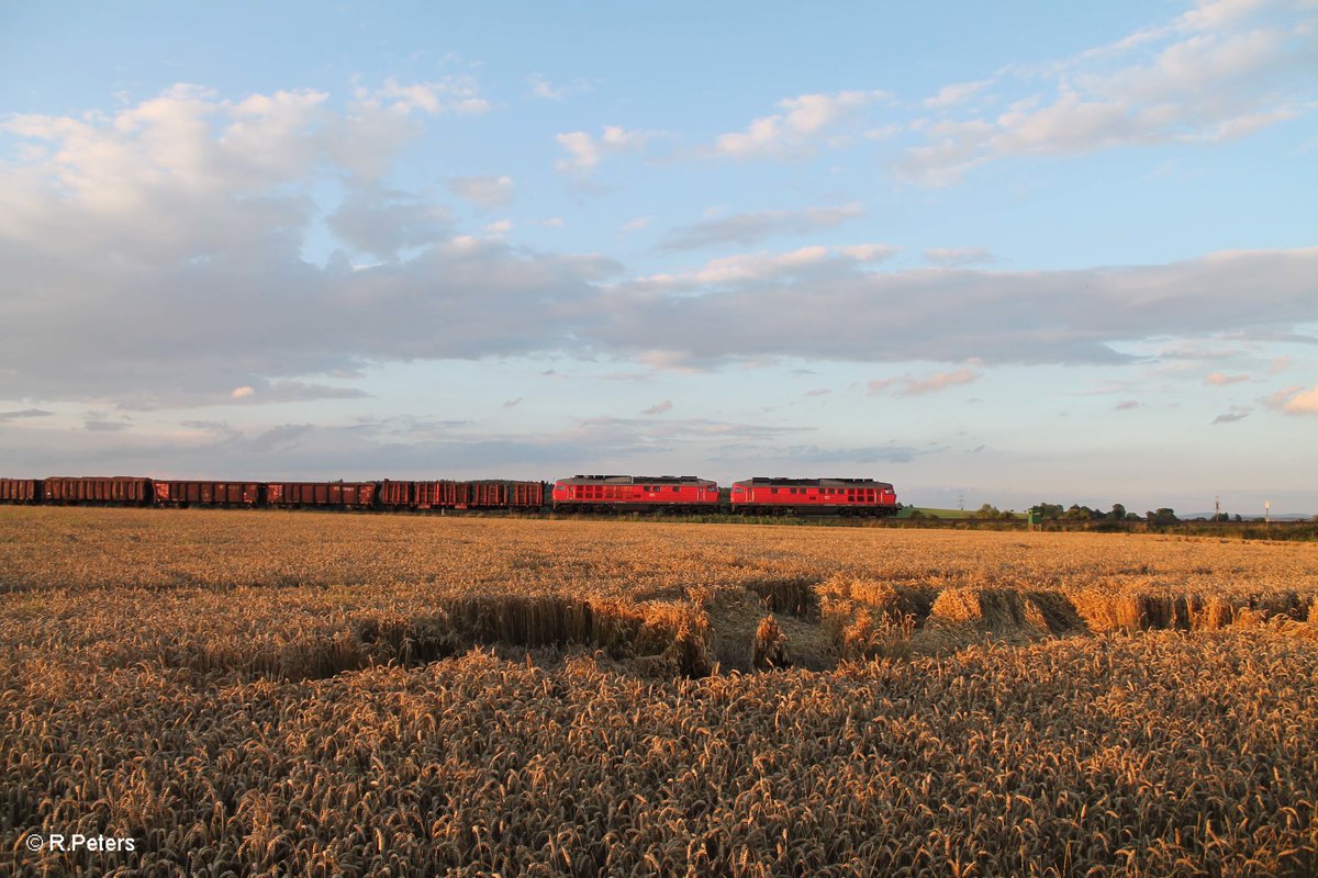 233 306 + 233 322 ziehen mit dem 45366 XTCH - NNR bei Oberteich vorbei. 29.06.17