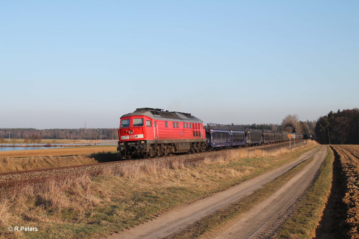 233 521-4 mit leer Autozug bei Oberteich. 11.03.14