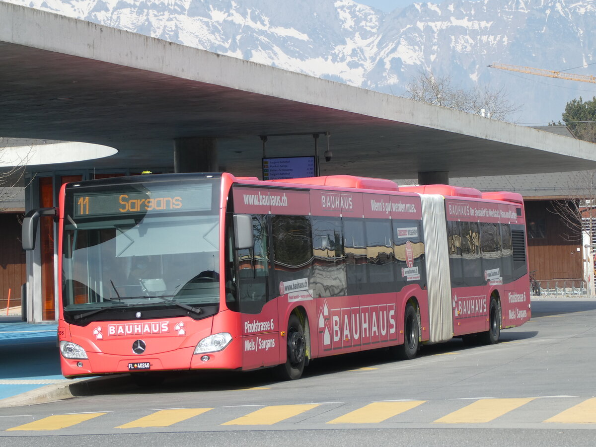 (233'530) - BOS PS Anstalt, Vaduz - Nr. 598/FL 40'240 - Mercedes (ex PLA Vaduz Nr. 56; ex PLA Vaduz Nr. 58) am 8. Mrz 2022 beim Bahnhof Schaan