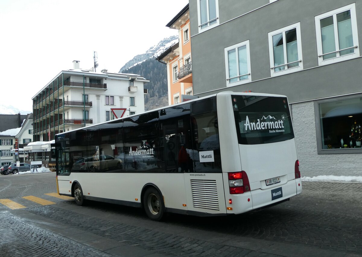 (233'822) - Mattli, Wassen - UR 9221 - MAN/Gppel (ex Lengacher, Wichtrach Nr. 6) am 11. Mrz 2022 in Andermatt, Poststrasse