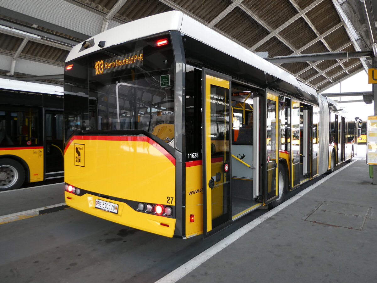 (234'503) - Steiner, Ortschwaben - Nr. 27/BE 890'170 - Solaris (ex PostAuto Wallis Nr. 55) am 12. April 2022 in Bern, Postautostation