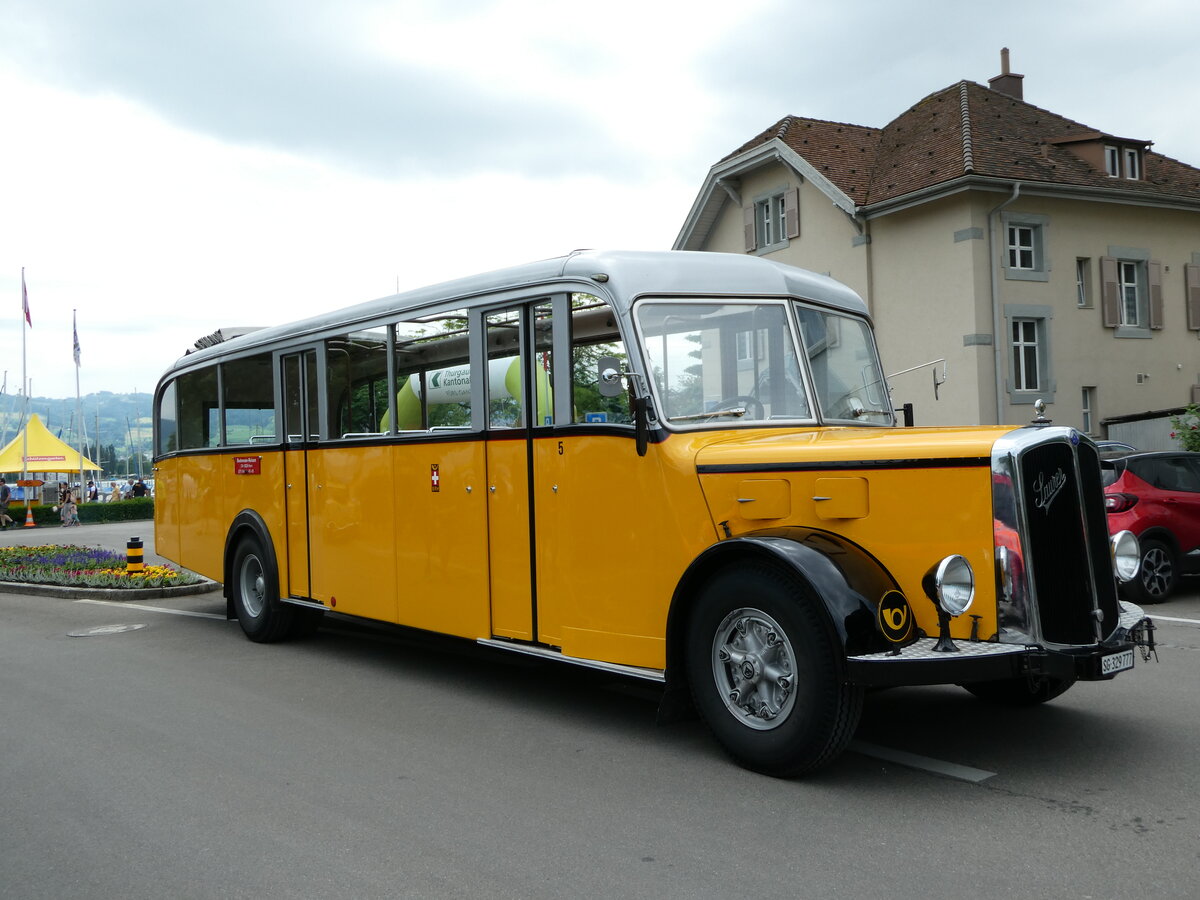 (236'076) - Baumgartner, Horn - Nr. 5/SG 329'777 - Saurer/Tscher (ex Stutz, Oberlunkhofen; ex Stutz, Oberlunkhofen Nr. 1; ex Dubs, Stallikon Nr. 1) am 21. Mai 2022 in Arbon, Arbon Classics