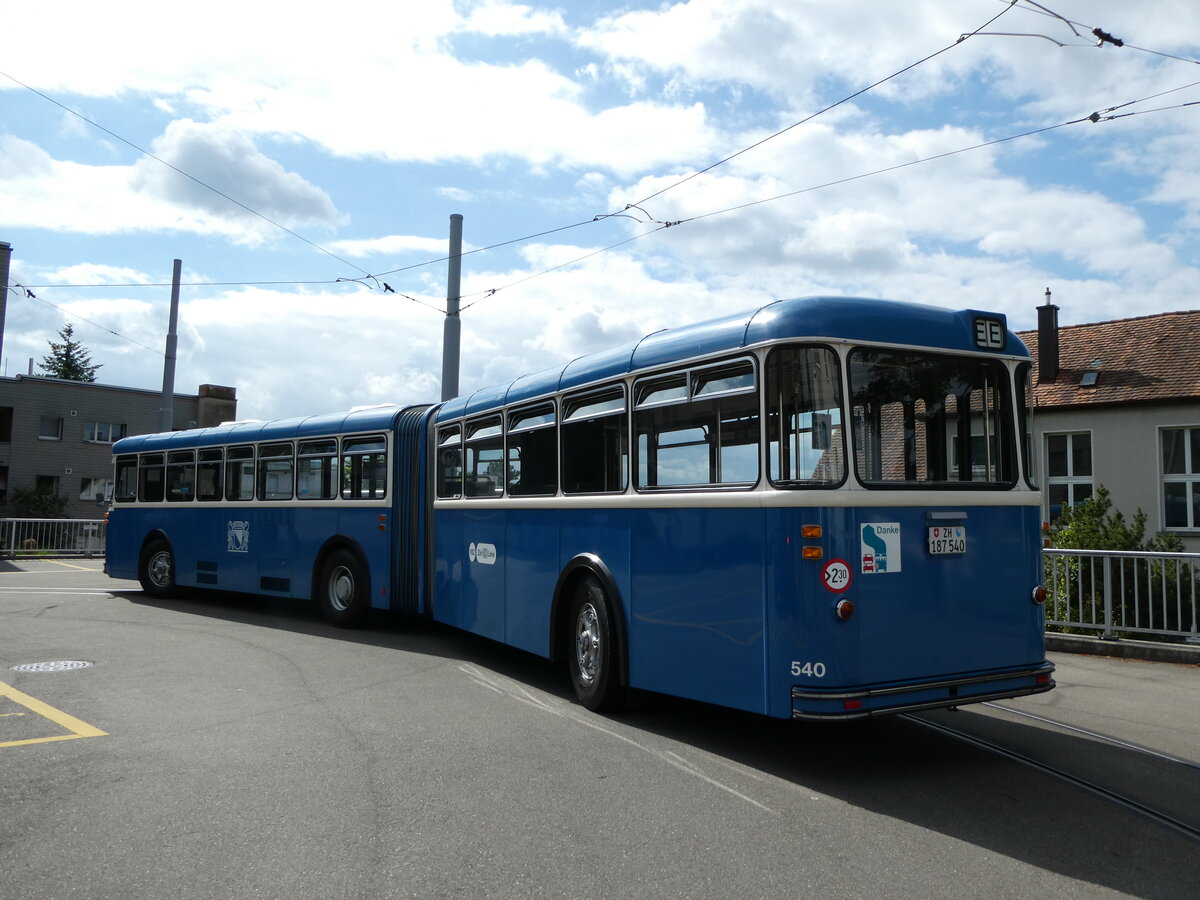 (236'387) - VBZ Zrich (TMZ) - Nr. 540/ZH 187'540 - Saurer/Saurer (ex Nr. 7540; ex Nr. 540) am 28. Mai 2022 in Zrich, Wartau