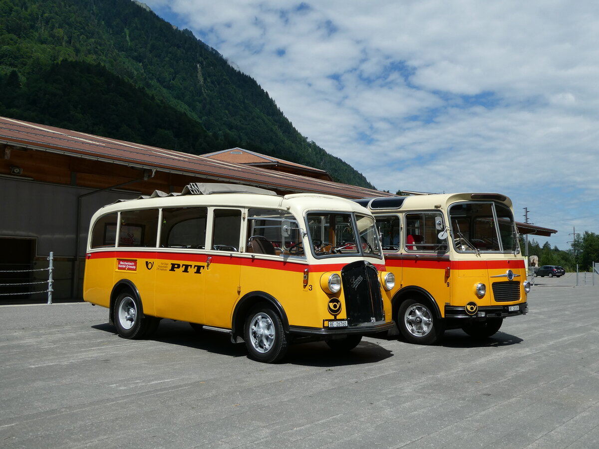 (237'590) - Schmid, Thrishaus - Nr. 3/BE 26'760 - Saurer/Gangloff (ex Geiger, Adelboden Nr. 3) am 26. Juni 2022 in Mlenen, Kanderarena