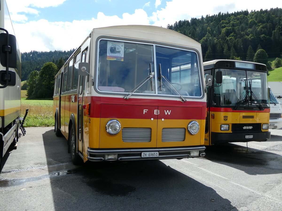 (239'170) - Trb, Oberrieden - Nr. 12/ZH 69'651 - FBW/R&J (ex Ryffel, Uster Nr. 12) am 20. August 2022 in Wildhaus, Munzenriet