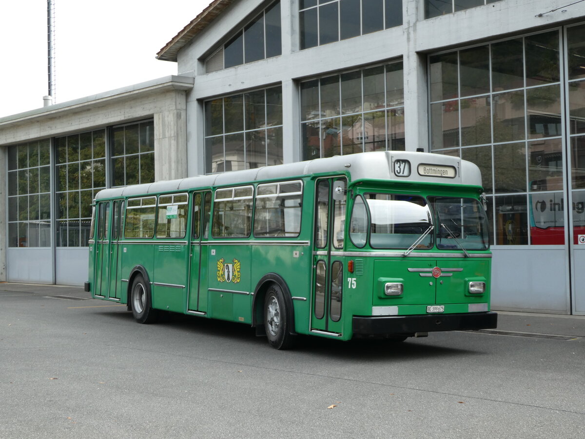 (240'757) - BVB Basel (RWB) - Nr. 75/BE 399'675 - FBW/FHS am 9. Oktober 2022 in Biel, Depot VB