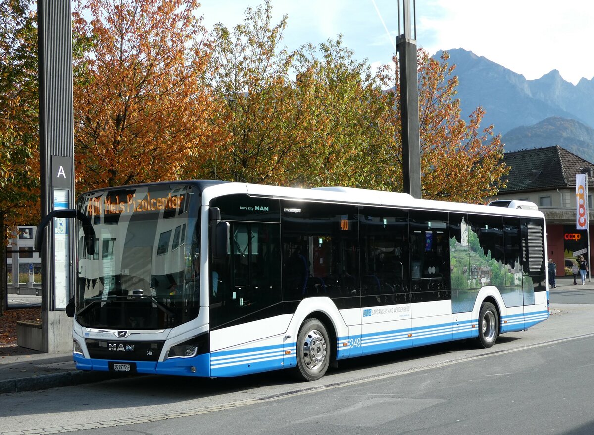 (240'908) - BSW Sargans - Nr. 349/SG 297'519 - MAN am 11. Oktober 2022 beim Bahnhof Sargans