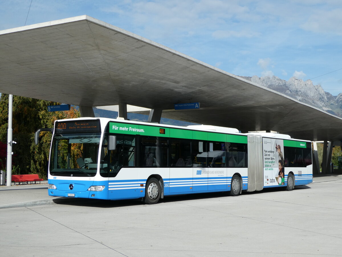 (240'915) - BSW Sargans - Nr. 360/SG 308'601 - Mercedes (ex RTB Altsttten Nr. 360; ex BSW Sargans Nr. 360) am 11. Oktober 2022 beim Bahnhof Buchs