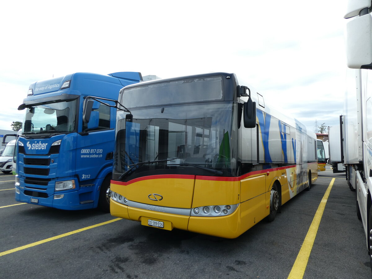 (241'372) - PostAuto Nordschweiz - Nr. 7/SO 189'016 - Solaris (ex PostAuto Bern Nr. 7; ex Klopfstein, Laupen Nr. 7) am 15. Oktober 2022 in Kerzers, Interbus