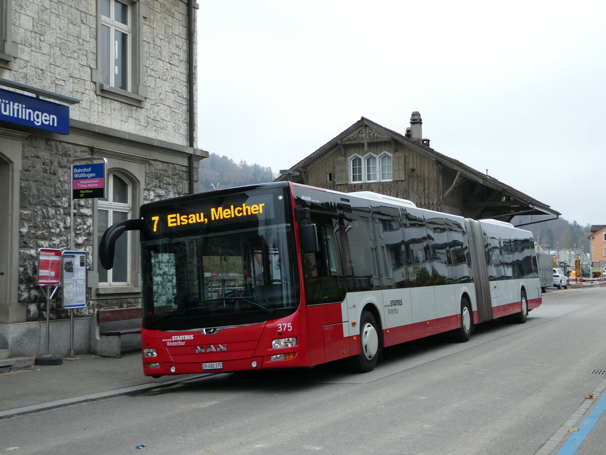 (242'535) - SW Winterthur - Nr. 375/ZH 680'375 - MAN am 12. November 2022 beim Bahnhof Winterthur Wlflingen