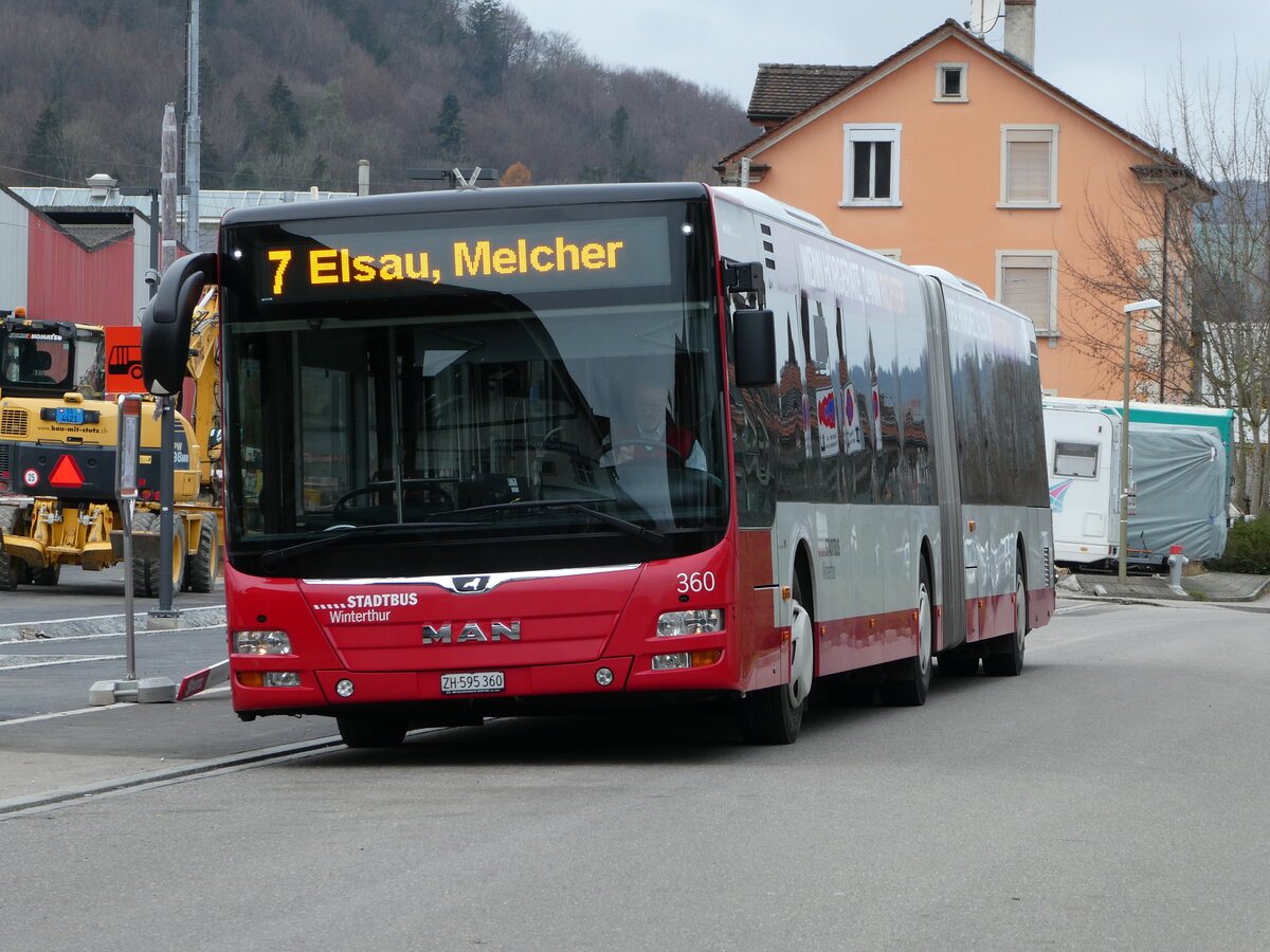 (243'254) - SW Winterthur - Nr. 360/ZH 595'360 - MAN am 29. November 2022 beim Bahnhof Winterthur Wlflingen