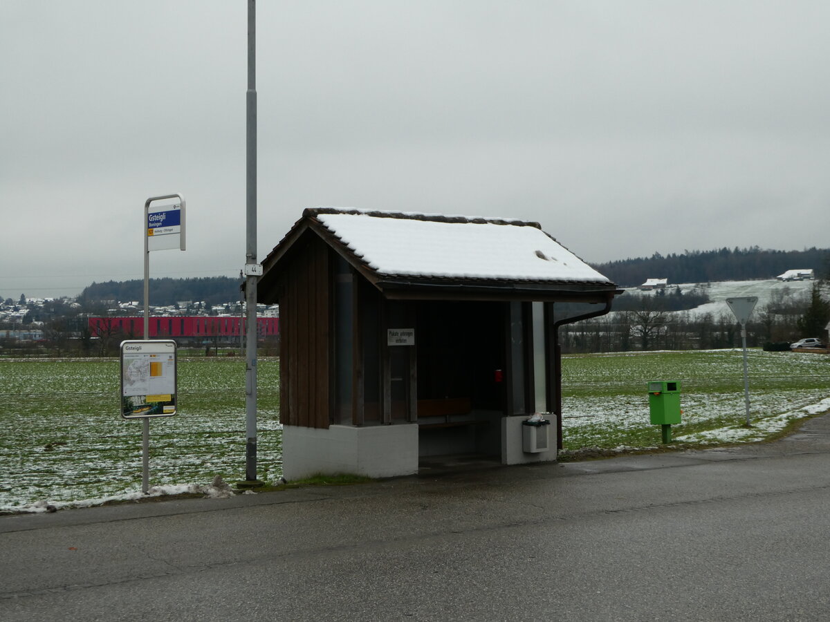 (243'876) - PostAuto-Haltestelle am 15. Dezember 2022 in Boningen, Gsteigli