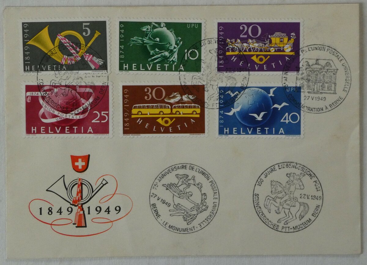 (244'047) - PTT-Briefumschlag vom 27. Mai 1949 am 19. Dezember 2022 in Thun