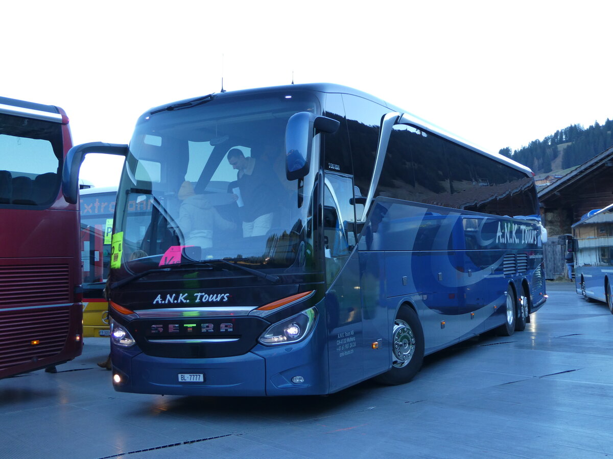 (244'546) - A.N.K. Tours, Muttenz - BL 7777 - Setra am 7. Januar 2023 in Adelboden, Weltcup