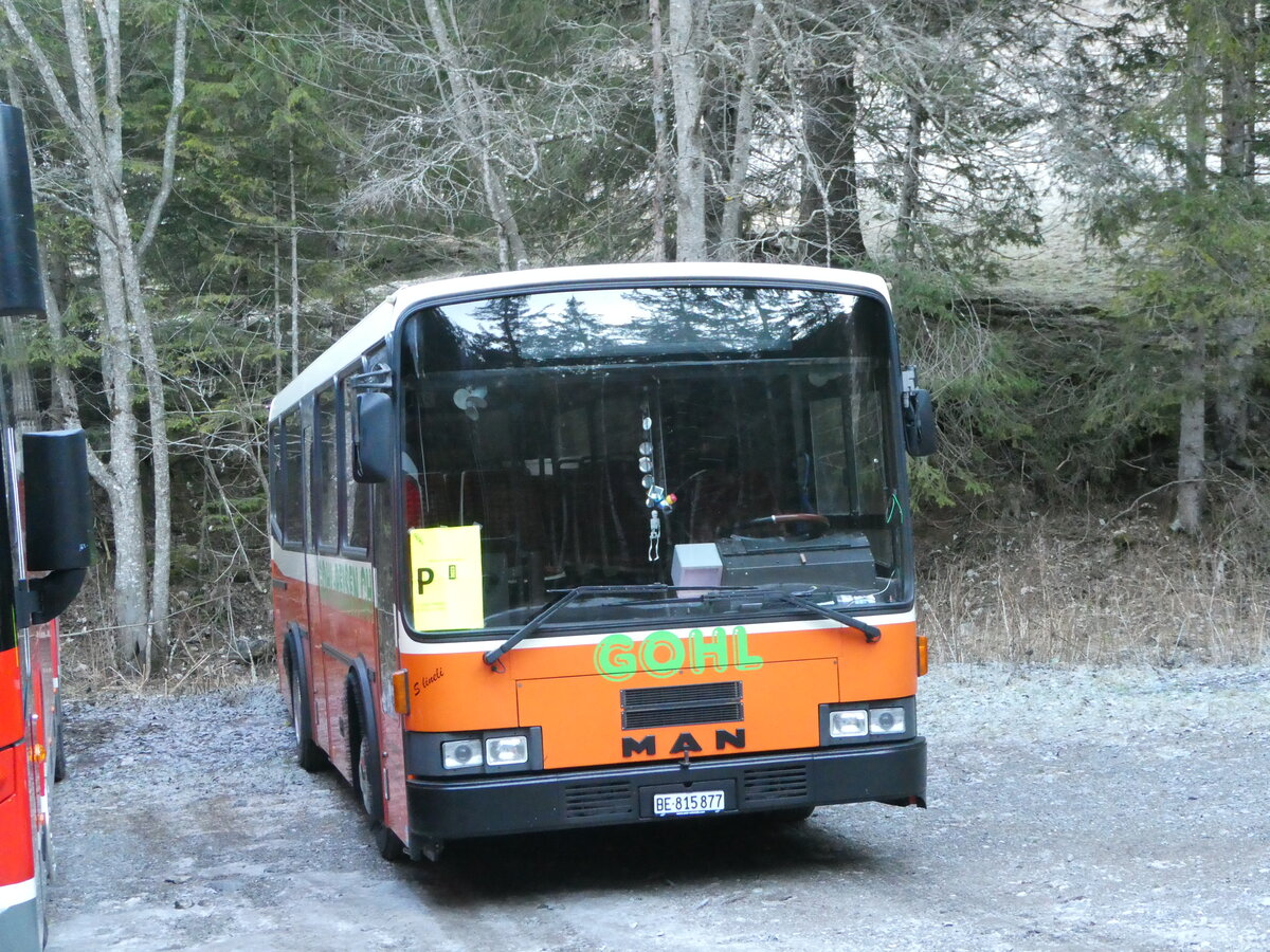 (244'657) - Gohl, Herzogenbuchsee - BE 815'877 - MAN/Lauber (ex AMSA Chiasso Nr. 19; ex Tresch, Amsteg PID 2290) am 7. Januar 2023 in Adelboden, Unter dem Birg