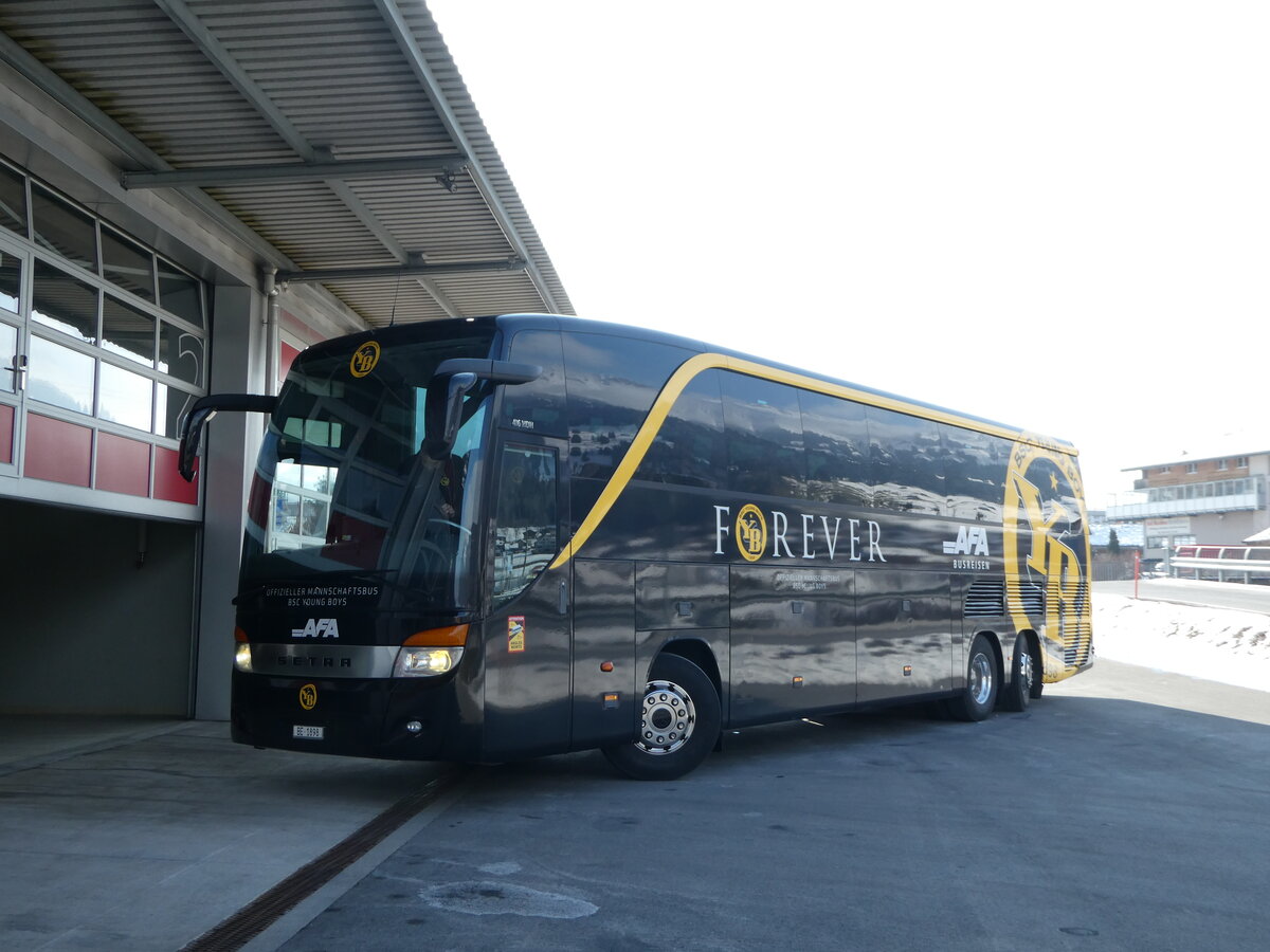 (245'536) - AFA Adelboden - Nr. 21/BE 1898 - Setra (ex Edelline, Liebefeld Nr. 54) am 29. Januar 2023 in Frutigen, Garage