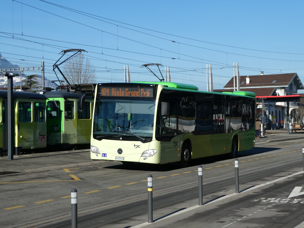 (245'579) - TPC Aigle - Nr. 654/VS 479'135 - Mercedes (ex Ledermair, A-Schwaz) am 31. Januar 2023 beim Bahnhof Aigle