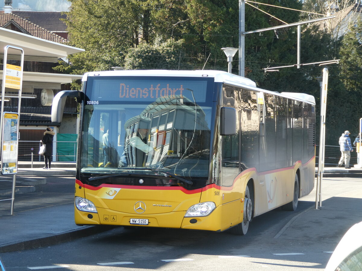 (246'151) - PostAuto Zentralschweiz - Nr. 508/NW 5150/PID 10'806 - Mercedes (ex Nr. 58; ex Nr. 14; ex Thepra, Stans Nr. 14) am 16. Februar 2023 beim Bahnhof Stans